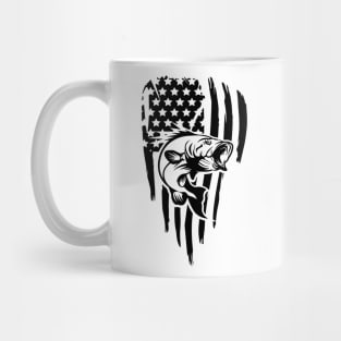 Bass American Flag Black Mug